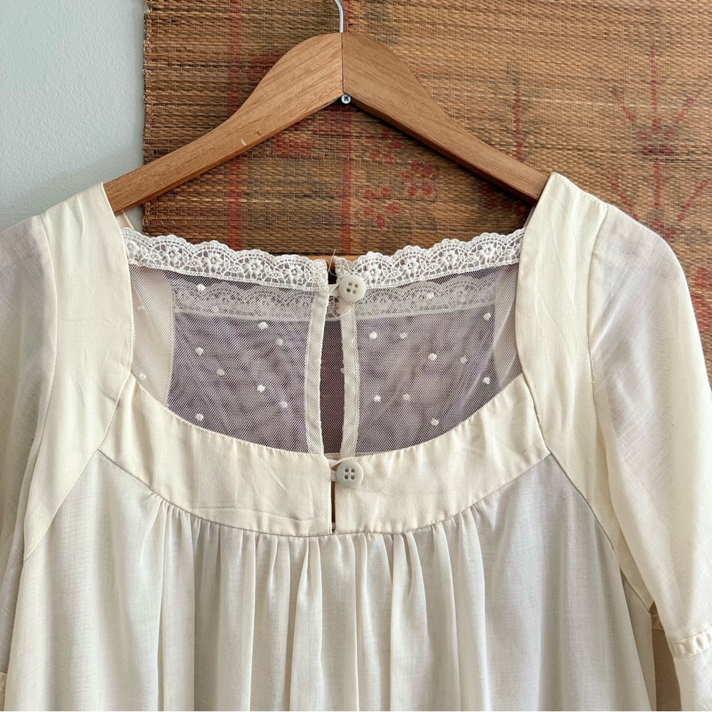Gunne Sax Vintage 70s Cream Lace Tent Maxi Dress - Picture 8 of 12